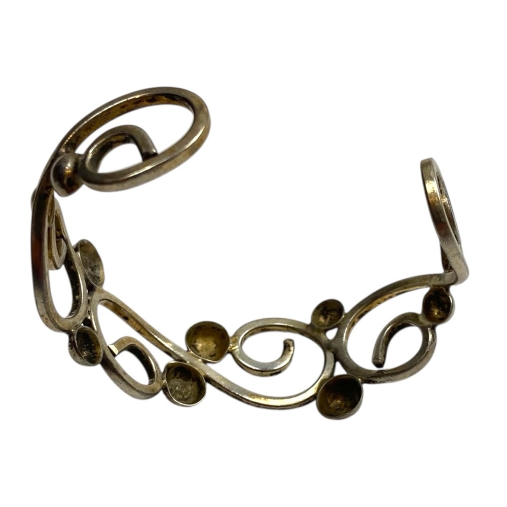 Sterling Silver Cuff Bracelet Scrollwork Mexico 925 - Picture 10 of 10